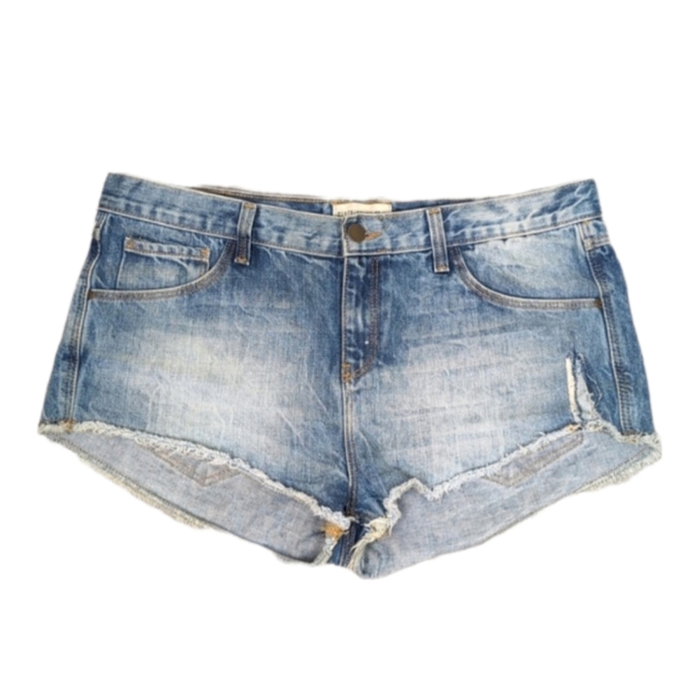 Zara Z1975 Denim Shorts High Rise Micro Distressed Ripped Jean Cut Off Size 10